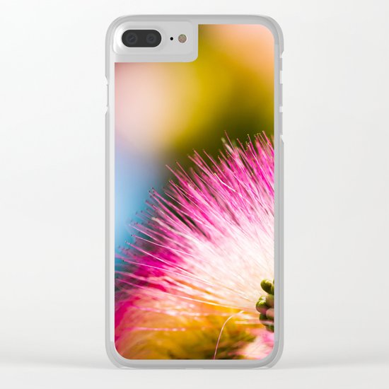 Exotic summer pink silk tree mimosa Clear iPhone Case