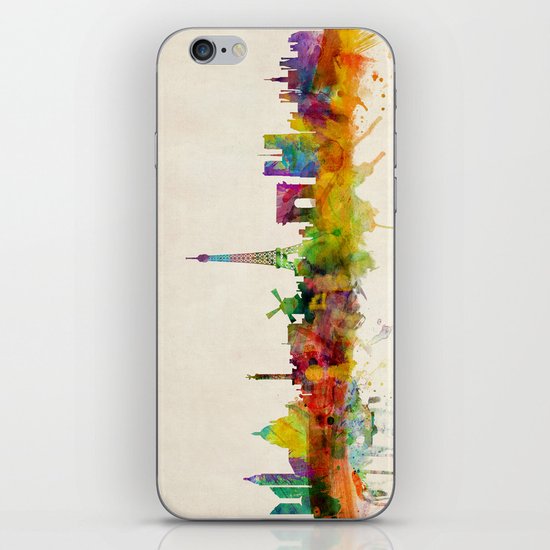 Paris Skyline Watercolor iPhone Skin