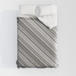 [ Thumbnail: Gray & Light Grey Colored Lined Pattern Duvet Cover ]