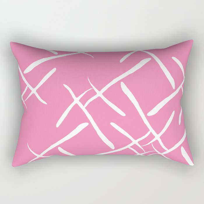 White cross marks on pink background Rectangular Pillow