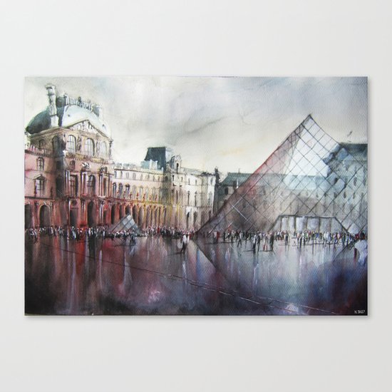 Le Louvre - Paris Watercolor Canvas Print