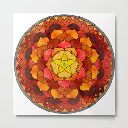 Star Mandala Flame Metal Print | Mandala, Embers, Fiery, Orange, Fire, Umber, Warm, Graphicdesign, Pattern, Flame 
