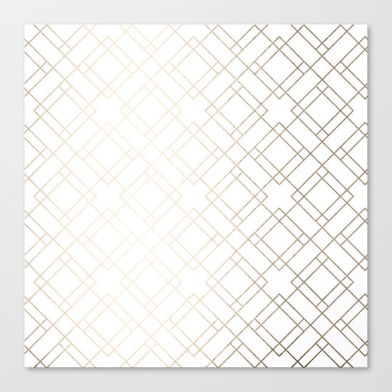 Simply Mod Diamond White Gold Sands on White Canvas Print