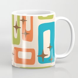 Retro Mid Century Modern Abstract Pattern 921 Orange Chartreuse Turquoise Coffee Mug