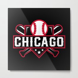 Chicago Baseball Home Plate Crossed Bats Metal Print | Anderson, Baez, Bryant, Retrobaseball, Chicagobaseball, Baseball, Baseballshirt, Cubs, Retro, Graphicdesign 