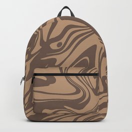 Brown Cappuccino Liquid Marble Swirl Abstract Pattern Backpack