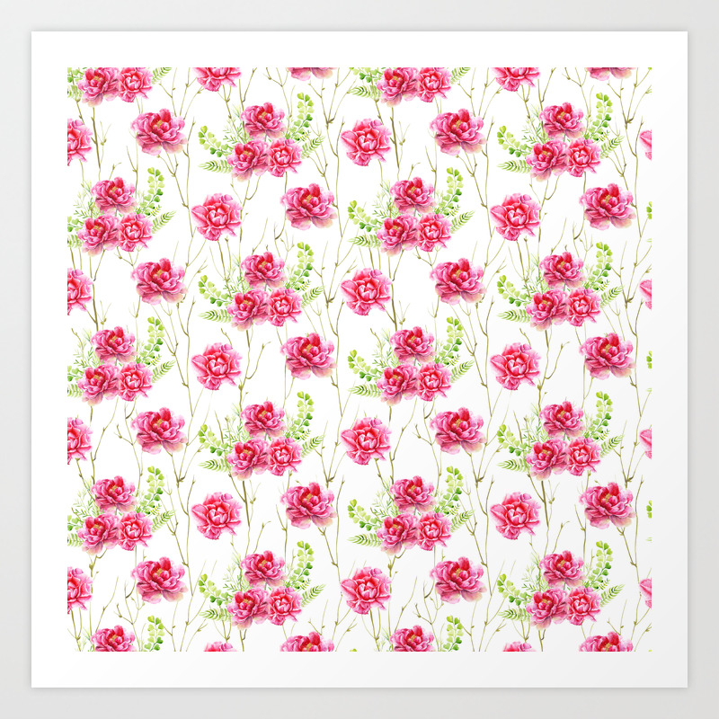 Watercolor Flower and leaf design, Floral pattern, nature art watercolor art  beautiful floral design Art Print by ellaartdesigns | Society6