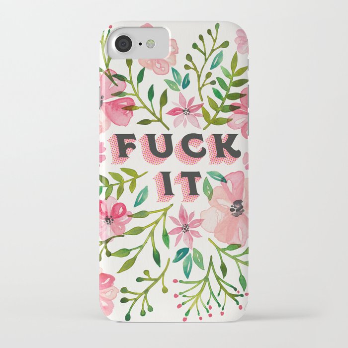 fuck it – pink & green floral palette iphone case