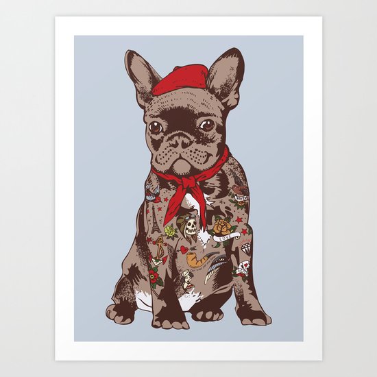 French Bulldog Tattoo Art Print