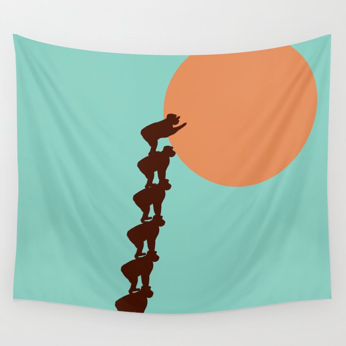 monkey to the moon Wall Tapestry