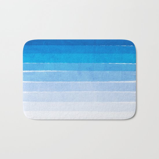 Blue Ombre Brushstroke - Summer, Beach, Ocean, Water, LA Cute trendy, painterly art Bath Mat