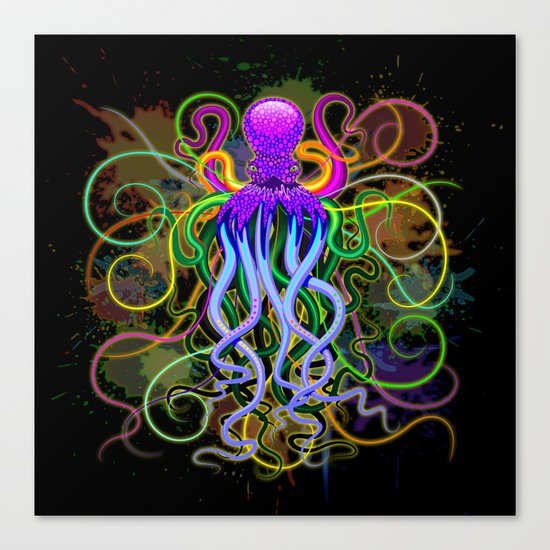 Octopus Psychedelic Luminescence Canvas Print