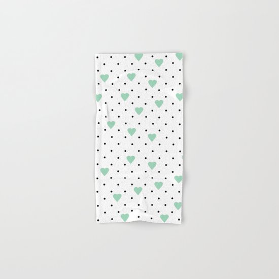 Pin Point Hearts Mint Hand & Bath Towel