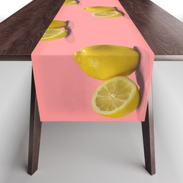 lemons on light pink Table Runner