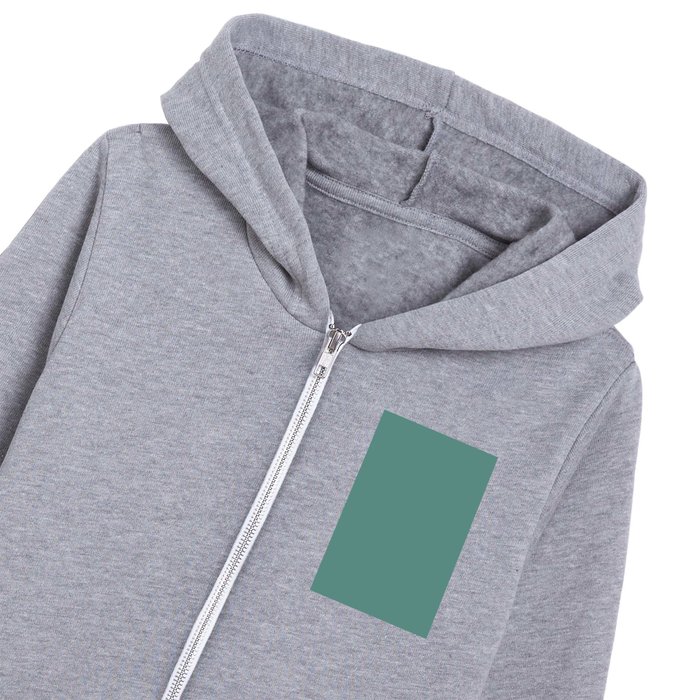 Dark Aqua Green Solid Color Pantone Beryl Green 16-5515 TCX Shades of Blue-green Hues Kids Zip Hoodie