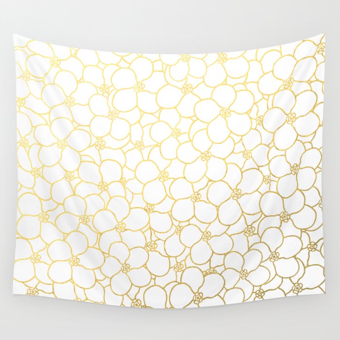 Forget Me Knot White Gold Wall Tapestry