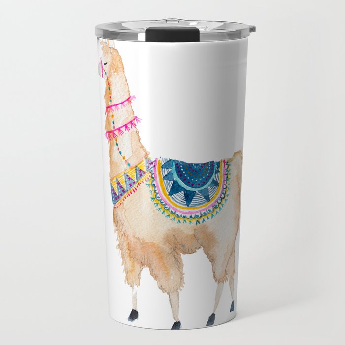 Watercolor llama Travel Mug