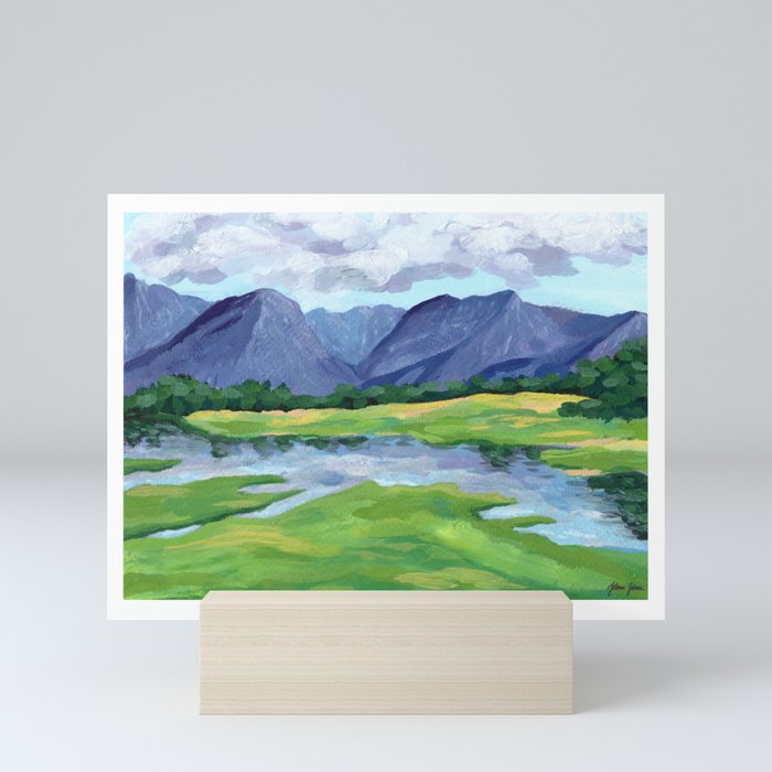 Mountain Lake in the Spring Art Print Mini Art Print