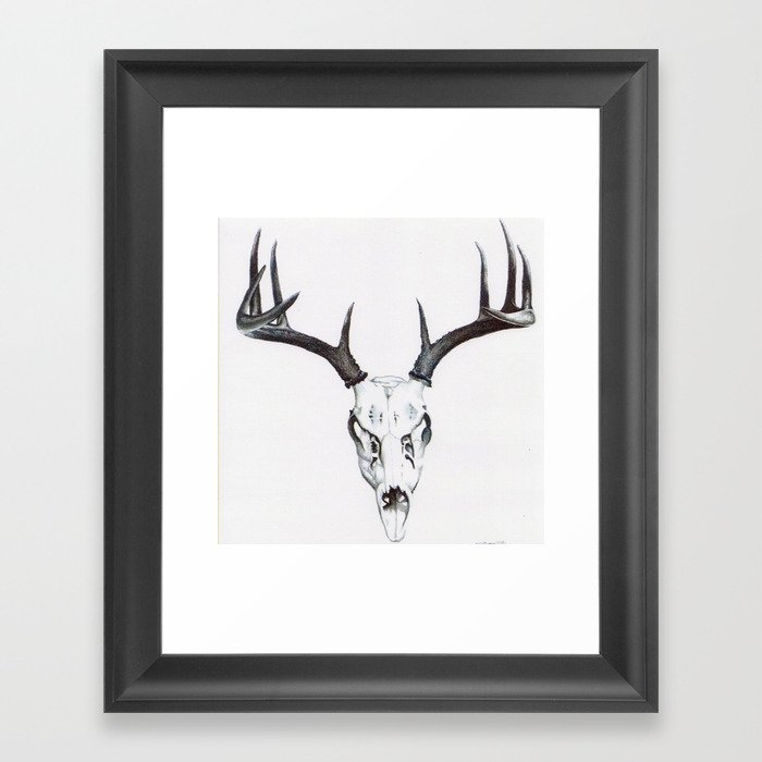 whitetail skull Framed Art Print
