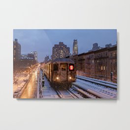 MTA NYC Subway - 125 Street Viaduct (Manhattan) Metal Print | Washingtonheights, Subway, Broadway, Photo, Manhattan, Cityscape, Transit, Dusk, Snow, Newyorkcity 