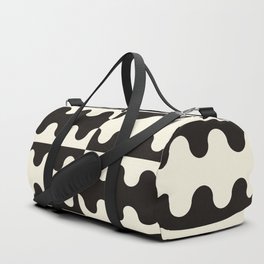 Abstract Mid-Century Black & White Wavy Pattern Duffle Bag