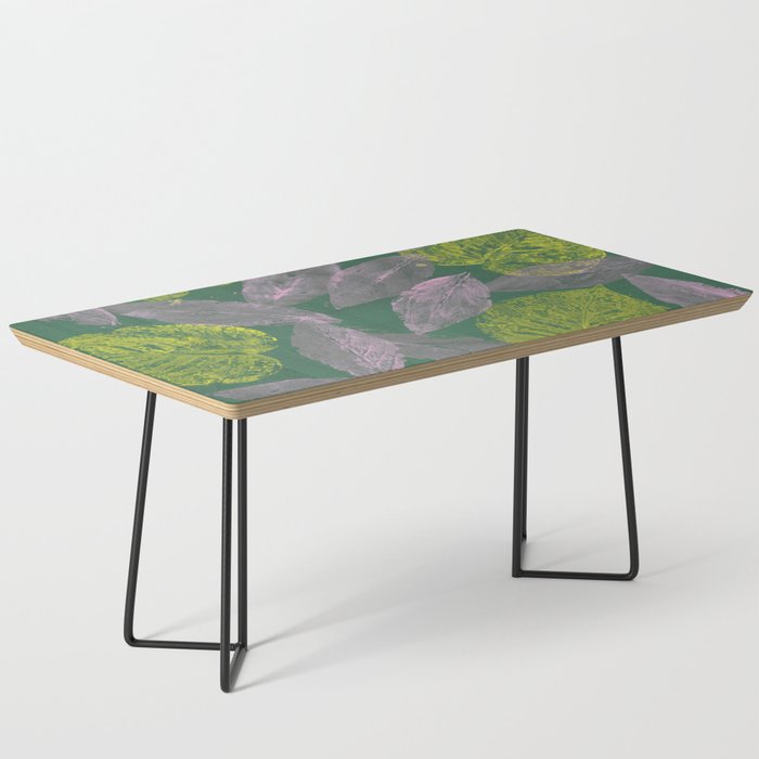 Yellow & Pink Leaves Pattern Coffee Table