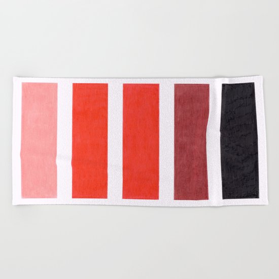 Colorful Red Geometric Pattern Beach Towel