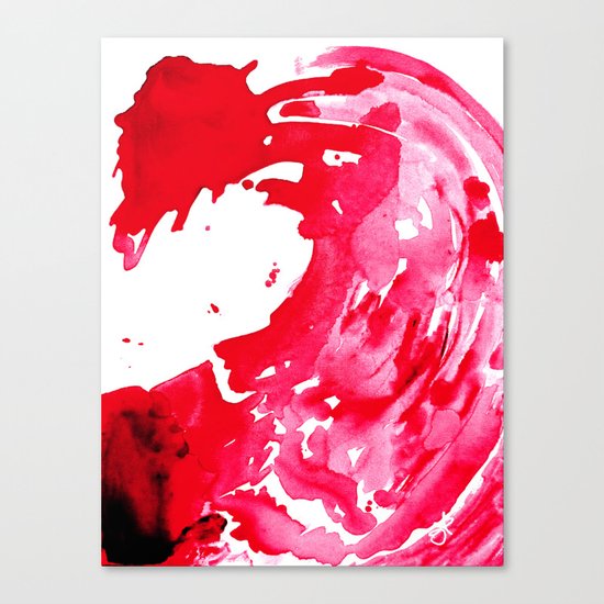 The One Who Came by Water and Blood. Watercolor Red Wave Canvas Print