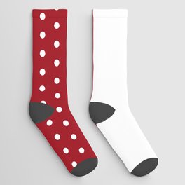 Polka Dots on Red and White Horizontal Split Socks