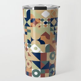 Blue, Green, Brown Colorful Minimalist Geometric Design Gift Pattern Art Print Travel Mug