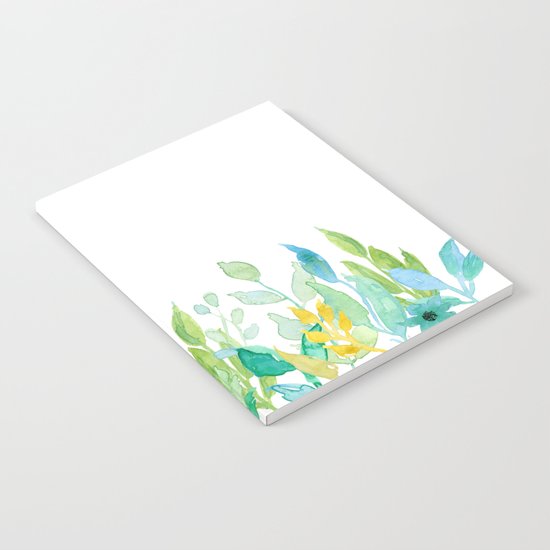 flowers in a meadow - Floral watercolor illustration on white backround Notebook