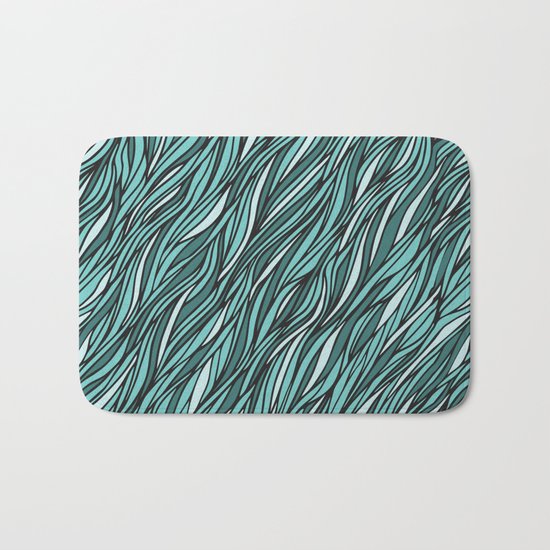 Cyan wave pattern Bath Mat