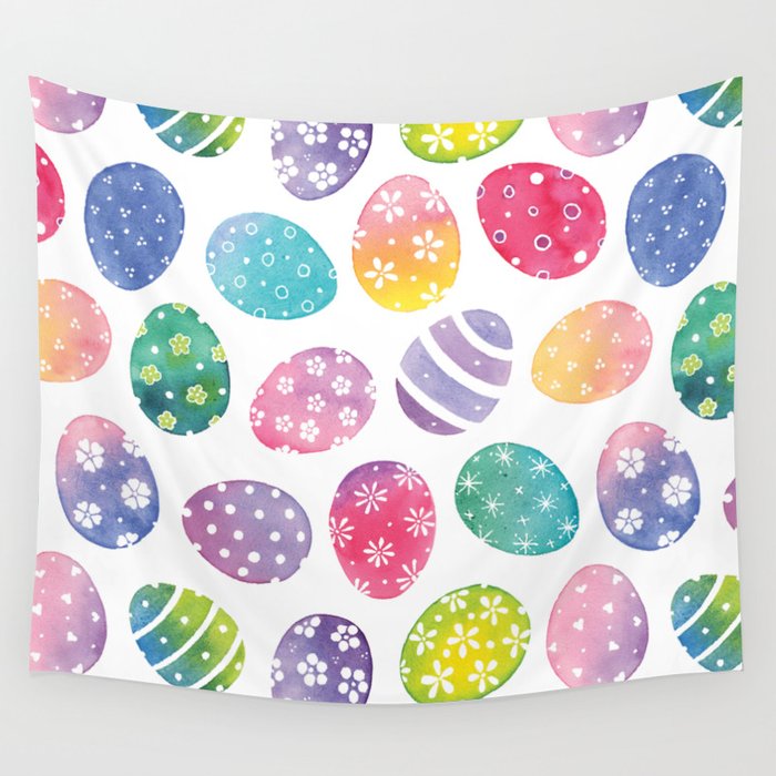 Watercolour Easter egg Pattern Wall Tapestry