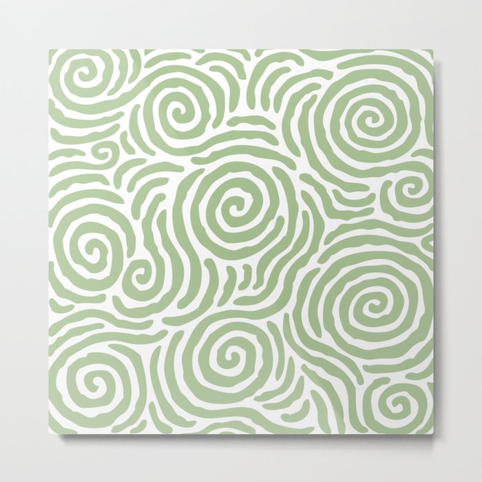 Ripple Effect Pattern Sage Green Metal Print