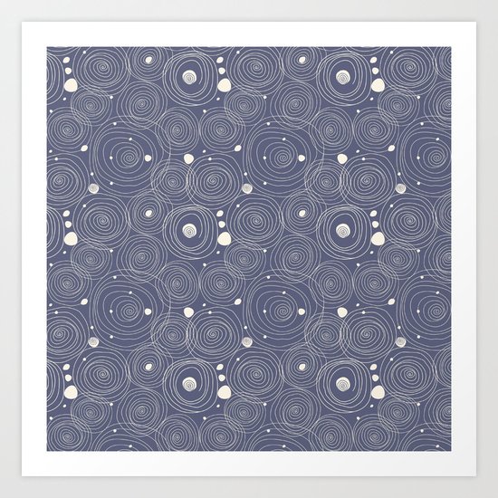 Blue Scribbles Pattern 08 Art Print