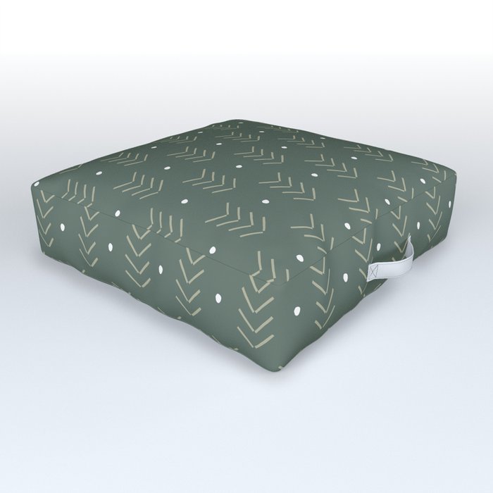 Arrow Lines Geometric Pattern 23 in Sage Green Outdoor Floor Cushion