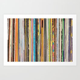 Vintage Used Vinyl Rock Record Collection Abstract Stripes Art Print