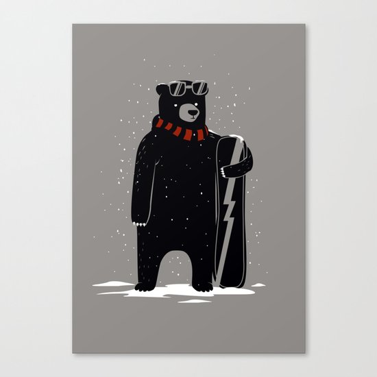 Bear on snowboard Canvas Print