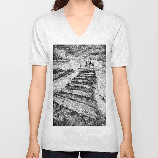 Drawing Black ink - Storm Unisex V-Neck