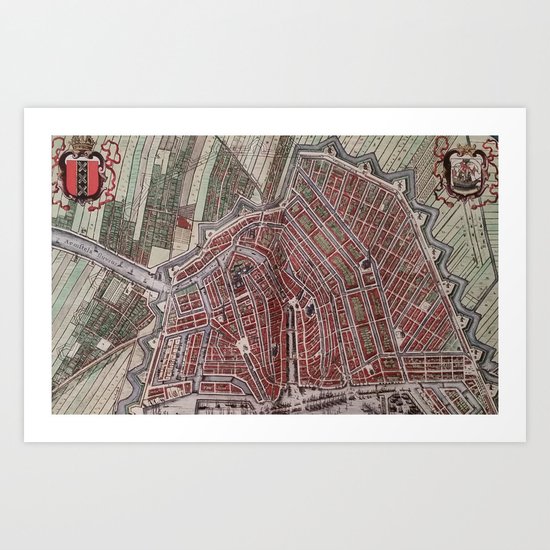 Replica city map of Amsterdam 1652 Art Print