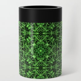 Liquid Light Series 25 ~ Green Abstract Fractal Pattern Can Cooler