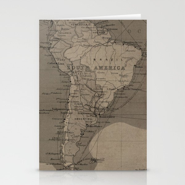Vintage South America Map Stationery Cards