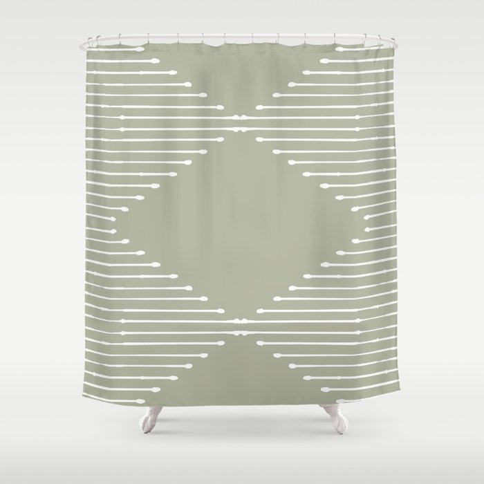 Geo (Linen Sage) Shower Curtain