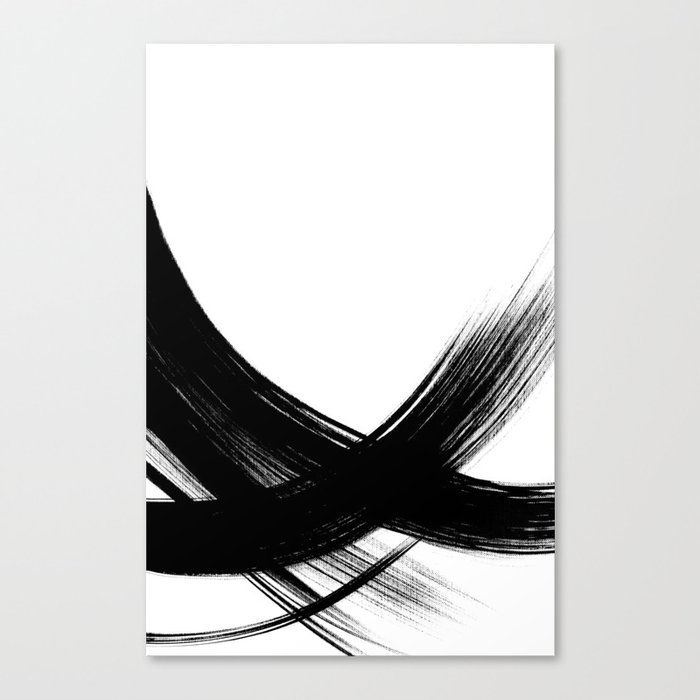 Black Abstract Brush Strokes nr 6 Canvas Print