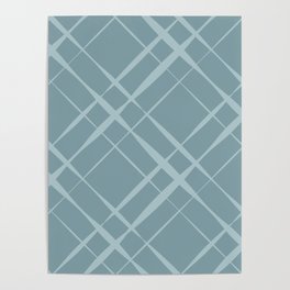 Crossed stripes on blue. Decorative plaid.  Poster