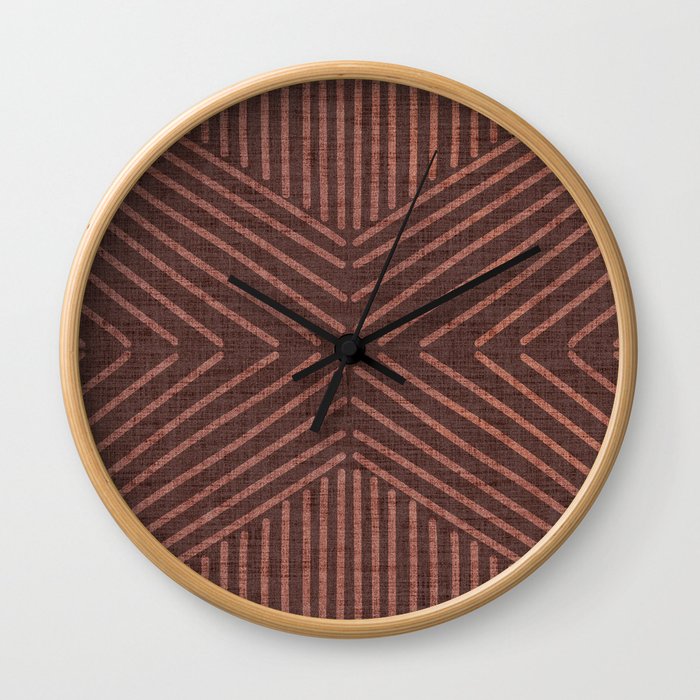 Terracotta clay lines - textured abstract geometric Wall Clock