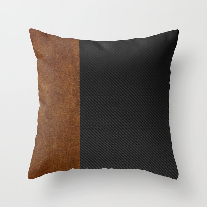Carbon Leather Mix Throw Pillow