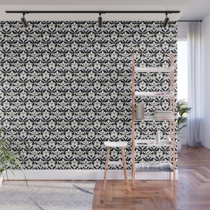 Interwoven XX Black Wall Mural by Mia Valdez Society6
