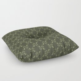 Green leaves over dark green background Floor Pillow