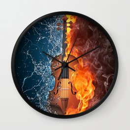 Fire and Water Violin Wall Clock
